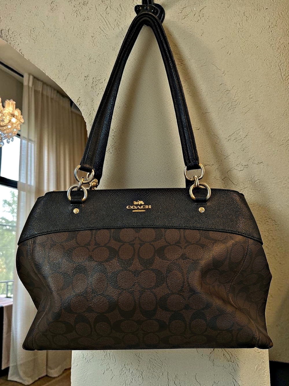 Coach Brooke Carryall Signature Brown Monogram Canvas Leather Shoulder Bag